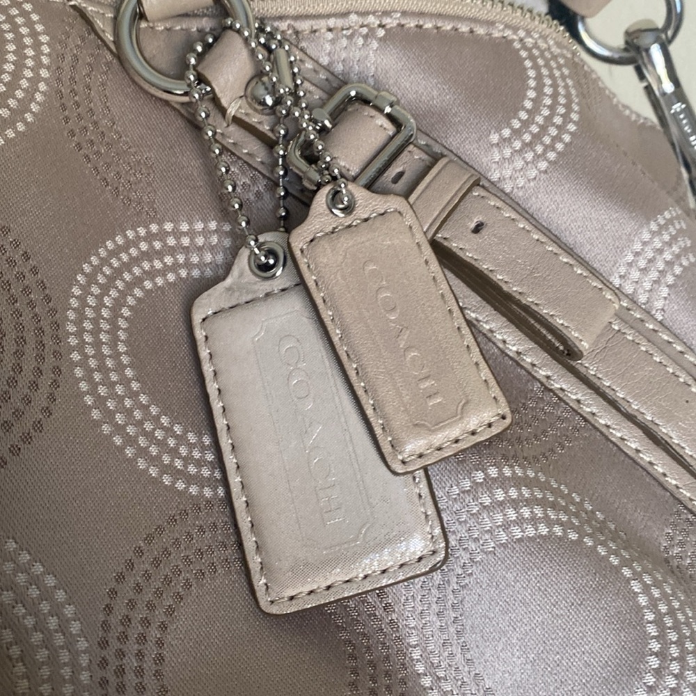 Coach 15957 Khaki Madison Dotted Art Sophia Shoulder Bag Satchel Purse - Picture 3 of 6